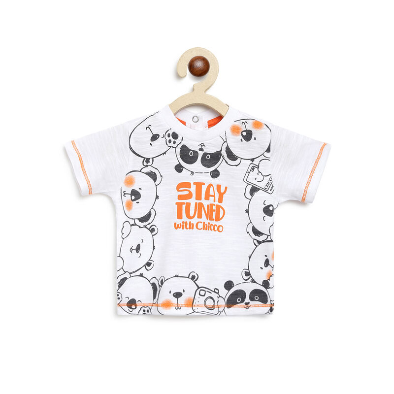 Boys White & Orange All Over Print Short Sleeve T-shirt image number 0